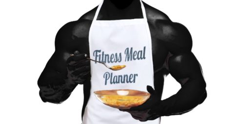 a muscular man with a golden plate